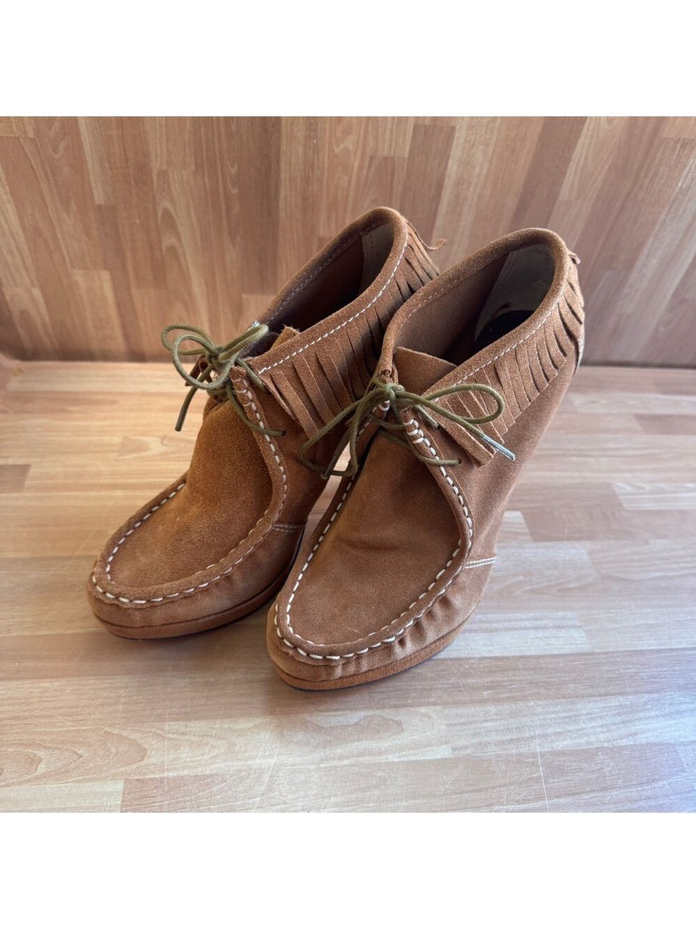 Charles by Charles David Suede Fringe Stiletto Heel Booties. Size 8
